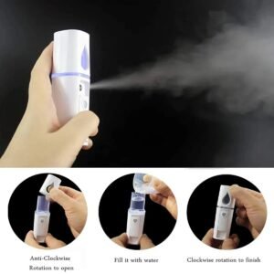 white nano facial mister handheld hydrating spray device