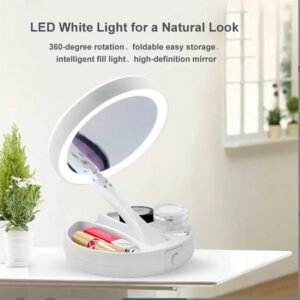 portable makeup mirror with white light