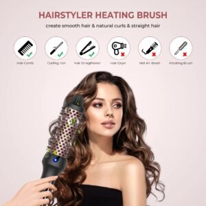 heated curling brush for smooth curls and straight hair