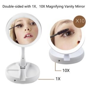 10x magnifying LED makeup mirror close up