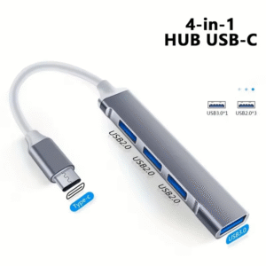 4 port usb c hub (3.0) – slim, fast data, plug & play | pc & office