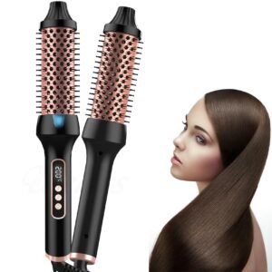 woman using 3 in 1 ionic hair straightener brush