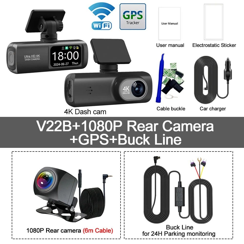 4k dash cam with wifi and gps installed in a car