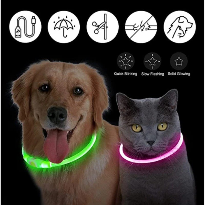 LED Dog Collar USB Rechargeable Night Safety Light