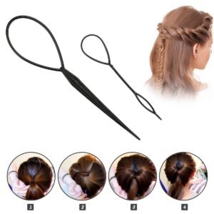 DIY hair braiding tool kit with multiple hair styling accessories
