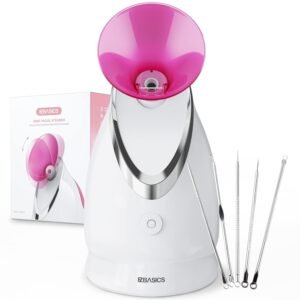 Warm mist facial steamer on a vanity table