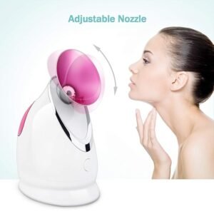 Pink ionic facial steamer for glowing skin close-up